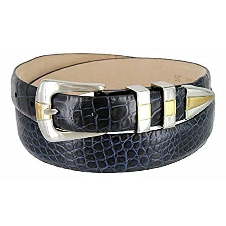 Belts Com アレクサンダーメンズ本物のイタリアのカーフレザーゴルフドレスベルト メンズ アレクサンダーメンズ本物のイタリアのカーフレザーゴルフ ドレスベルト 36 アリゲーター海軍 並行輸入品 One B00csbb5bw 36 Azure One ショップ