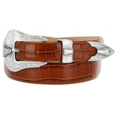 Belts Com 男性のためのシルバーコロラド州イタリアのカーフレザーデザイナードレスベルト メンズ 男性のためのシルバーコロラド州イタリアのカーフレザーデザイナードレスベルト 42 アリゲータータン 並行輸入品 財布 帽子 ファッション小物 One ショップ ベルト