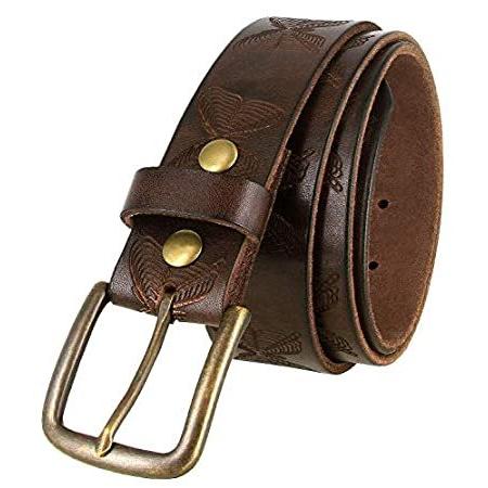 破格値下げ メンズ Belts Com フルグレイン箔押しレザー蝶エンボスカジュアルベルト1 1 褐色 並行輸入品 36 ワイド 2 ベルト Www Gatorheatandair Com