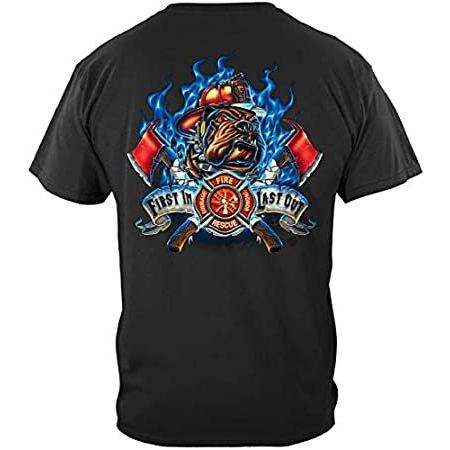 Wildland Firefighter Shirt | Firefighter Fire Dog First in Last o Shirt ADD【並行輸入品】 半袖 リアル