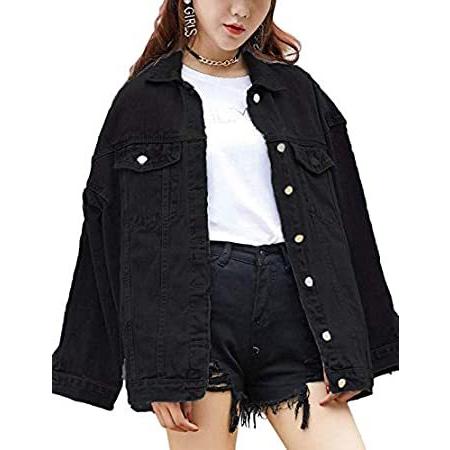 Omoone レディース オーバーサイズ ミッドロング デニムジャケット ジーンズ バイカーコート Us サイズ Xx Large カラー ブラッ 並行輸入品 大きな割引
