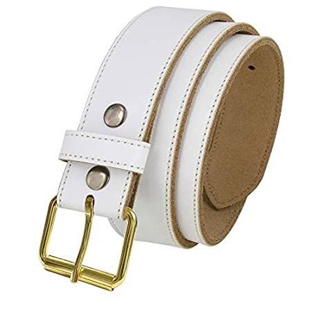 Roller-Buckle White Belt Genuine Leather Casual Jean Roller Buckle Belt 1-1