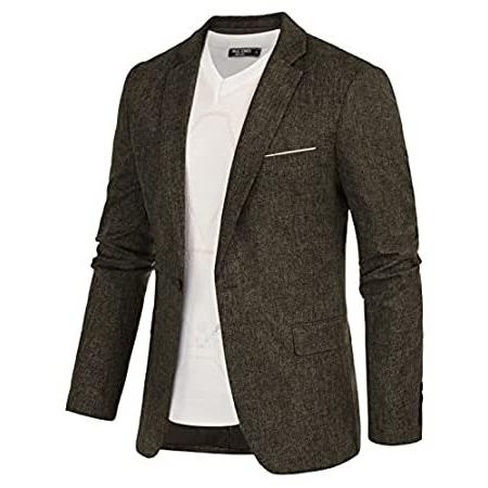 WEB限定カラー Jacket Suit Casual Fit Slim Men's Lightweight L【並行輸入品】 Brown Blazer Button One テーラード、ブレザー