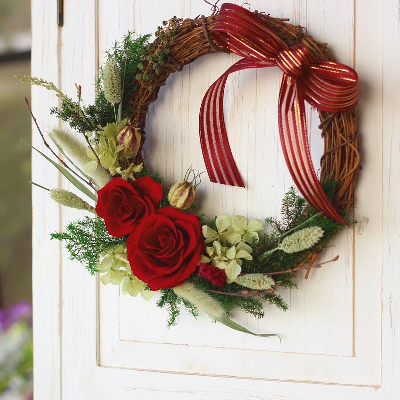プリザーブドフラワー リース プリザーブド ギフト クリスマスリース  