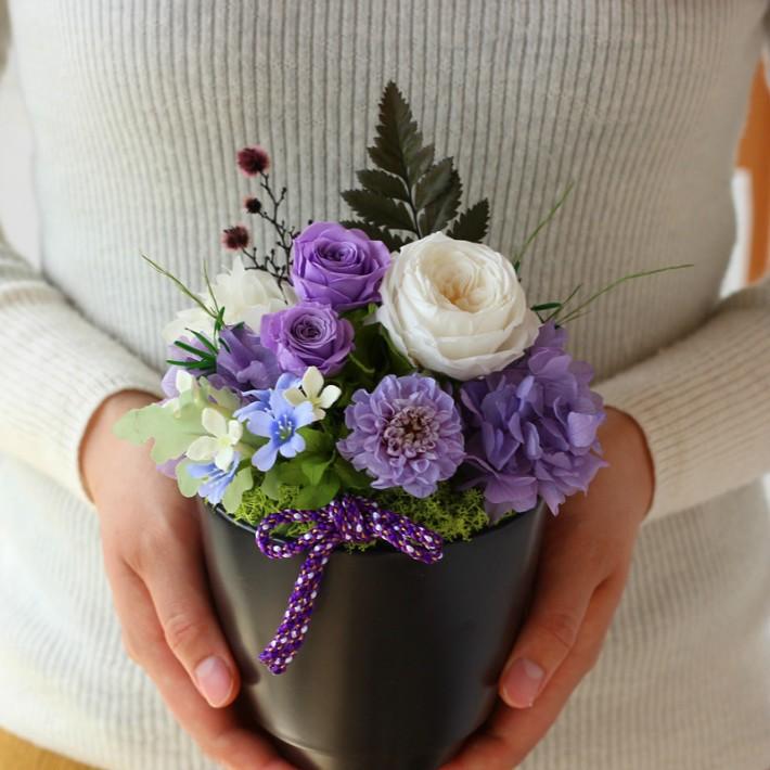 プリザーブドフラワー 和風 古希祝い 誕生日 花 ギフト ケース入り