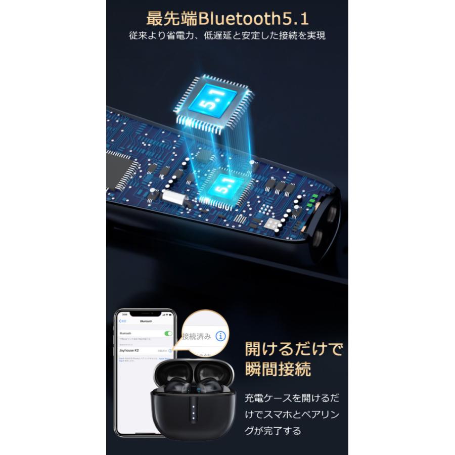 Bluetooth イヤホン ワイヤレスイヤホン ENCデュアルマイク Hi-Fi高音質 IPX7防水 自動ペアリング CVC8.0ノイズキャンセリング&AAC対応｜azusa｜07