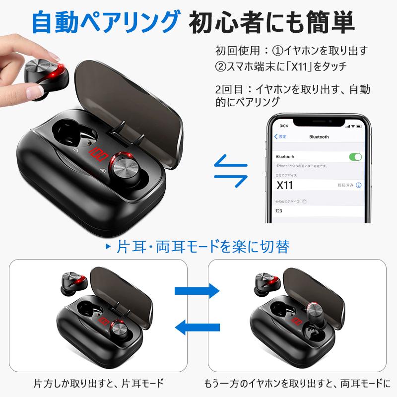 Bluetooth イヤホン ワイヤレスイヤホン ブルートゥース イヤホン Hi-Fi高音質 LEDディスプレイ Bluetooth5.1 220時間持続駆動 IPX7防水 3Dステレオサウンド｜azusa｜13