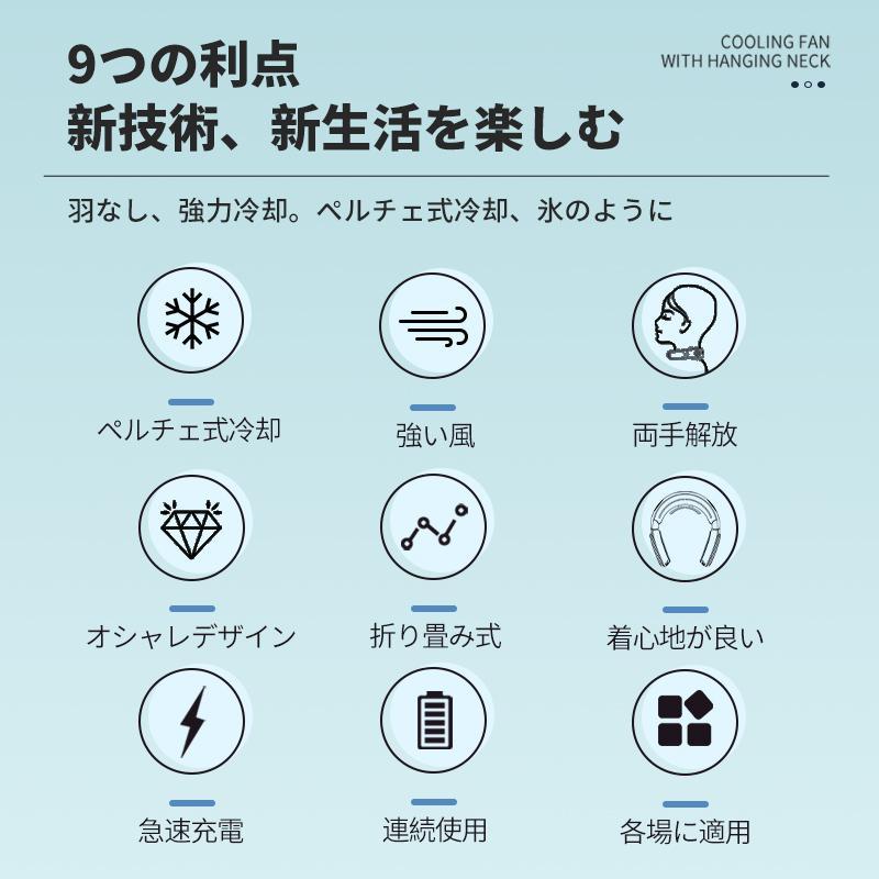 2024最新型 ネッククーラー 3段階冷却 扇風機 首掛け扇風機 冷感 携帯扇風機 羽なし ミニ扇風機 折り畳み式 静音 角度調整 首かけ扇風機 夏 熱中症対策｜azusa｜05