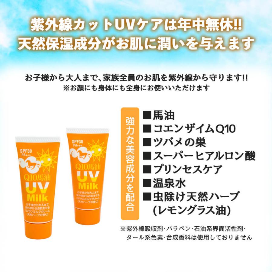 UVサンミルク Q10馬油 日焼け止め 40g 炭黒泉 多機能クリーム UVケア