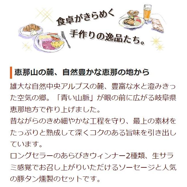 恵那峡フレッシュハム 【Aセット】 あらびきポークウィンナー ピリ辛あらびきポークウィンナー サラミ風ポークスティック 豚タンスモーク｜azusaya｜04