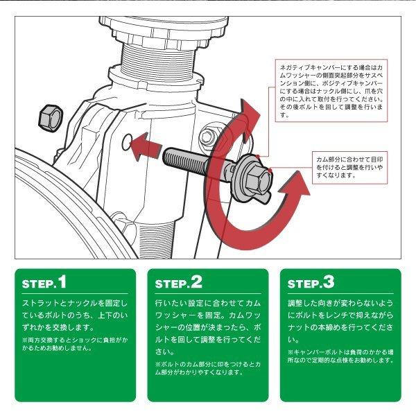 AZ製 パジェロイオ H77W フロント ±1.75° パジェロミニ、パジェロJrを含む キャンバーボルト M12  2本セット 調整 (ネコポス) アズーリ｜azzurri｜09