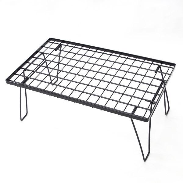 フィールドラック アウトドア テーブル コンパクト 折り畳み式 サイドテーブル 室内 室外 耐荷重：30kg前後 スチール ブラック 黒 アズーリ｜azzurri