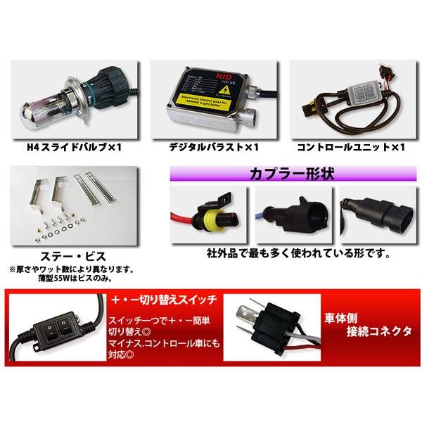 AZ製 バイク用 HID キット H4hi/loリレーレス 35W 薄型バラスト  ケルビン数選択｜azzurri｜04