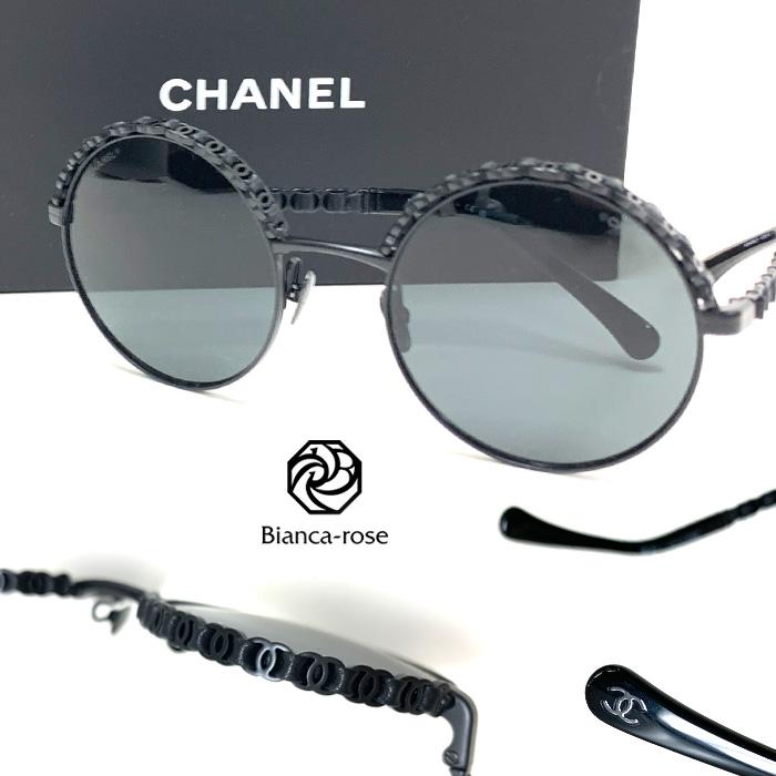 【爆買】シャネル CHANEL ラウンド シェイプ アイウェア サングラス 4265Q C101S4 黒 ブラック ロゴ