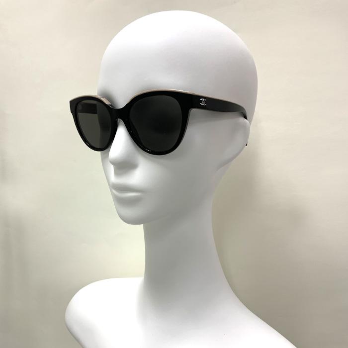 【爆買】【訳あり】シャネル CHANEL バタフライ シェイプ サングラス 5414 C534/3 ブラック 黒 ロゴ ベージュの画像