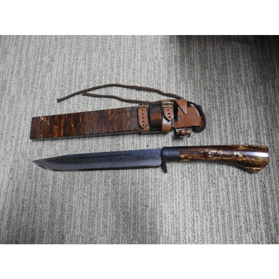 未使用 ハンティングナイフ 関伝古式 兼常作 和鉄製錬狩猟匠桜巻 CW-4  