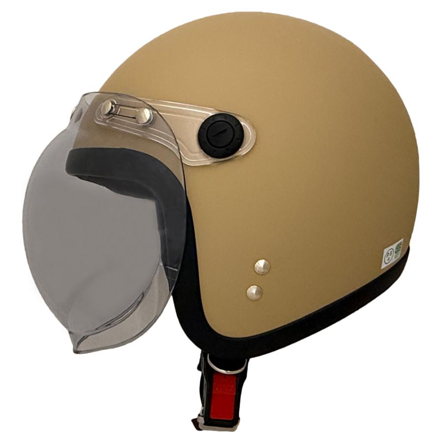 訳あり】 B&B シールド付ジェットヘルメット マットキャメル BB004