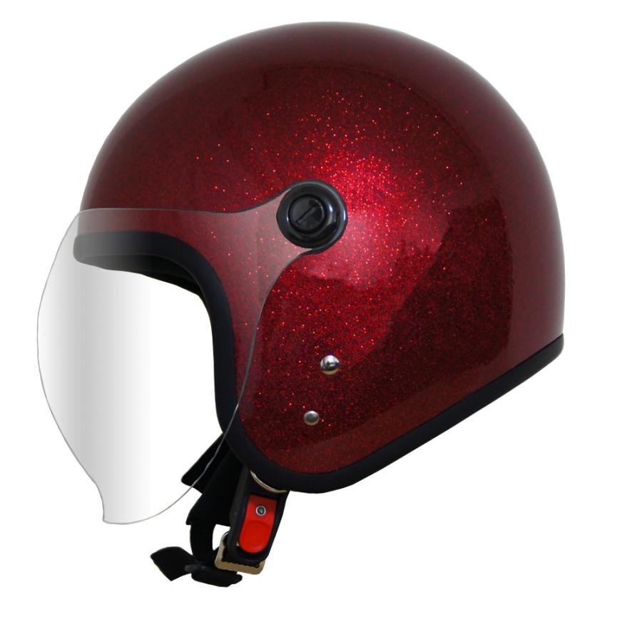 B&B SG安全規格品 シールド付ジェットヘルメット レッドラメ BB005 ヘルメット ジェットヘルメット バイク｜b-and-b｜03