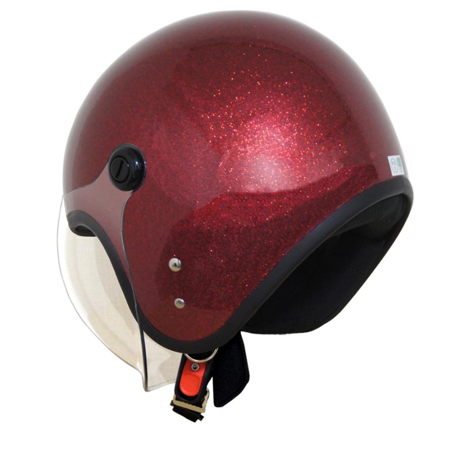 B&B SG安全規格品 シールド付ジェットヘルメット レッドラメ BB005 ヘルメット ジェットヘルメット バイク｜b-and-b｜04