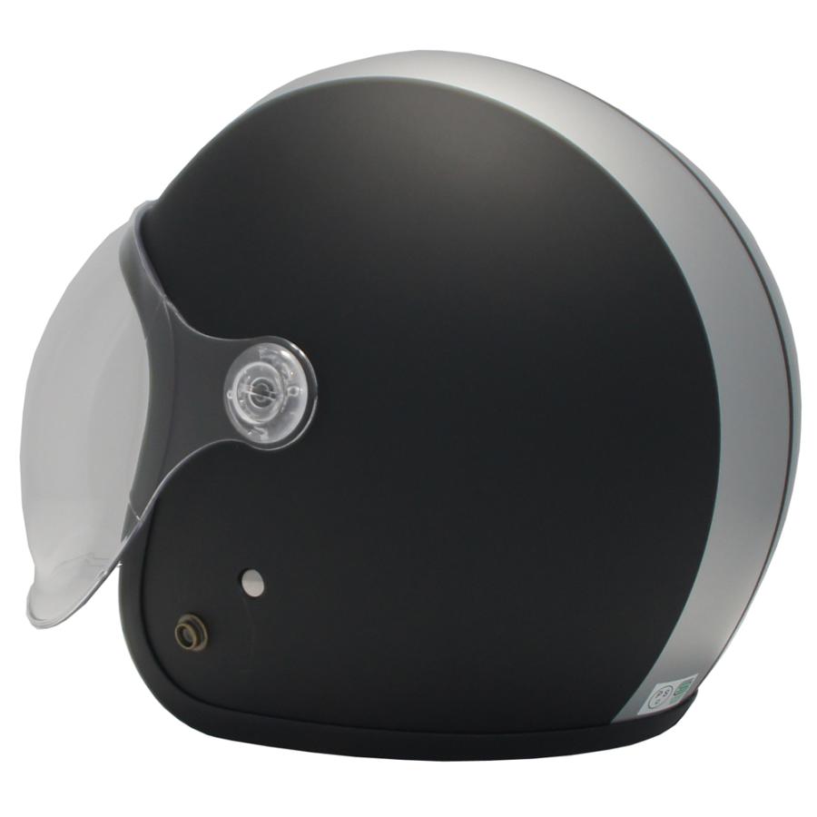 B&B シールド付ジェットヘルメット マットブラック / シルバーライン