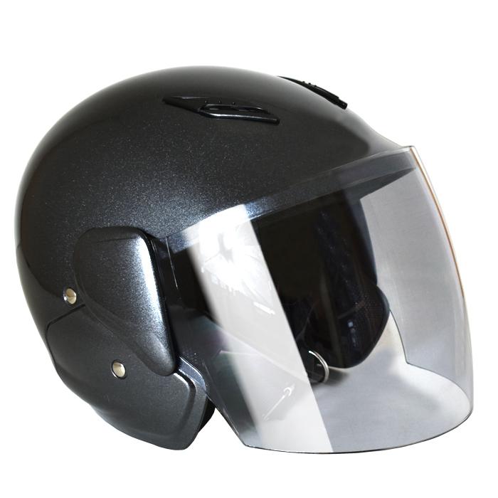 ヘルメット セミジェットヘルメット バイク 半ヘル ガンメタ シールド付 原付 スクーター シールド おしゃれ 125ccまで 半キャップ 半帽 SG規格｜b-and-b｜03