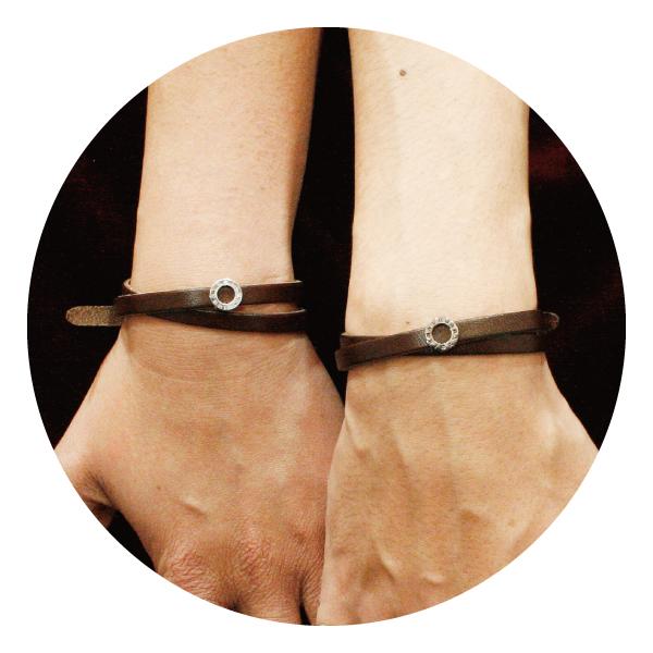 ペアブレスレット ブレスレット レザー 栃木レザー 国産 本革 2連 アトラス 数字 ジルコニア close to me 刻印 名入れ テディベア | close to me | 01