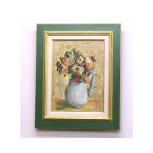 油絵　絵画　　原画　吉田利子　〈パンジー〉  静物画　∵　サイズ４Ｆ　送料無料！