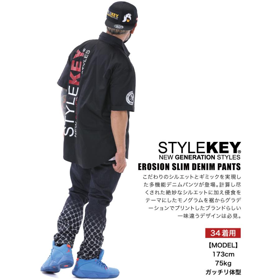 STYLEKEY スタイルキー デニムパンツ EROSION SLIM DENIM PANTS SK23FW-PT01 メンズ ストリート系 ヒップホップ B系 レゲエ ロック バンド モノ ロゴ グラデ