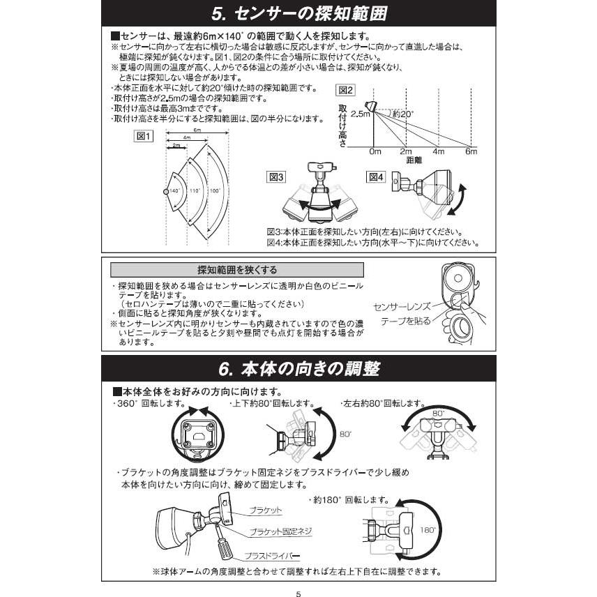 RITEX 人感センサーライト 4W×1灯 LEDセンサーライト LED-AC103 防犯
