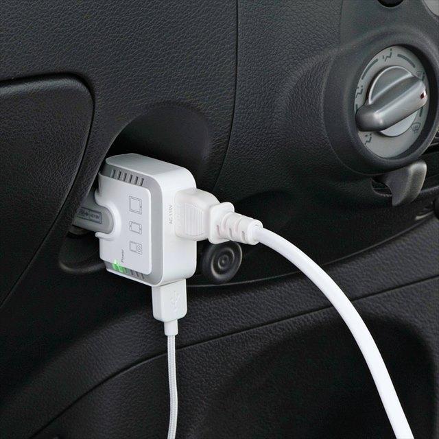 コンセントとusb端子 いっしょに使えるカーインバーター Sv 5707 12v車 シガーソケット 充電器 12v 100v 車内 車用 B Bセレクト 通販 Yahoo ショッピング