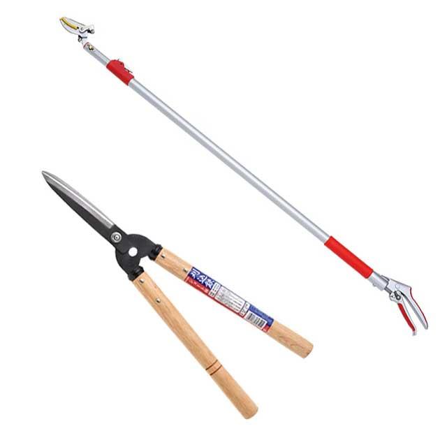 高枝切りバサミ園芸2点セット 3段伸縮式高枝切鋏＆ショート刈込鋏 高