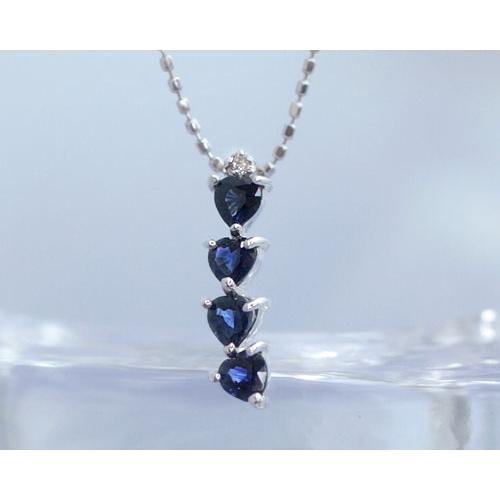 サファイア ネックレス ダイヤ0.01ct 18金 K18ホワイトゴールド 