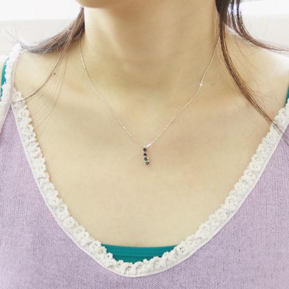 サファイア ネックレス ダイヤ0.01ct 18金 K18ホワイトゴールド 