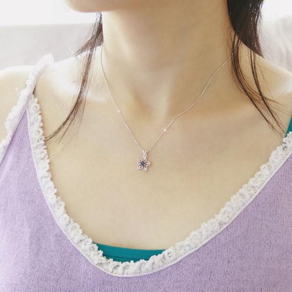 サファイア ネックレス 18金 K18ホワイトゴールド ダイヤ0.06ct