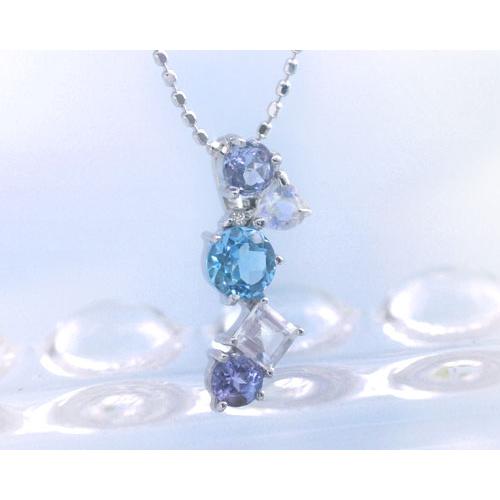 ネックレス ブルートパーズ タンザナイト ダイヤモンド0.005ct ブルー 