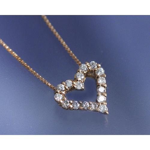 ネックレス ダイヤモンド0.2ct オープンハート K18ピンクゴールド 4月 