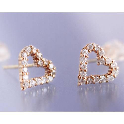 ダイヤモンド0.2ct オープンハート スタッド ピアスK10 K18ピンク