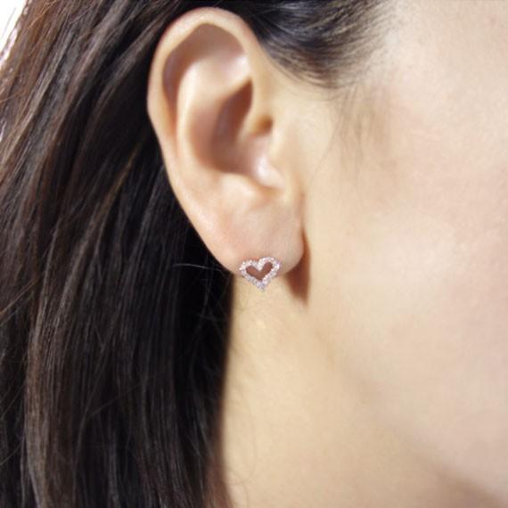 ダイヤモンド0.2ct オープンハート スタッド ピアスK10 K18ピンク 