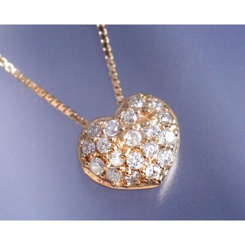 ネックレス ダイヤモンド0.2ct パヴェ ハート K18ピンクゴールド 4月