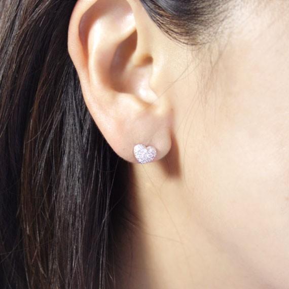 ダイヤモンド0.3ct パヴェ ハート スタッド ピアス K18ホワイト