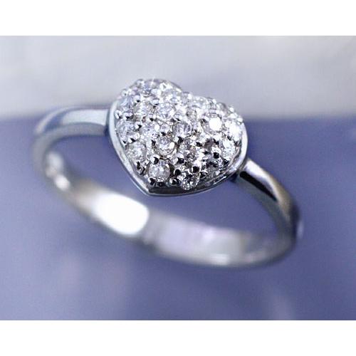 【メーカー直売】 ダイヤモンド 0.2ct パヴェ ハート リング 指輪 K18ホワイトゴールド 4月誕生石, 中井町 5984fa03