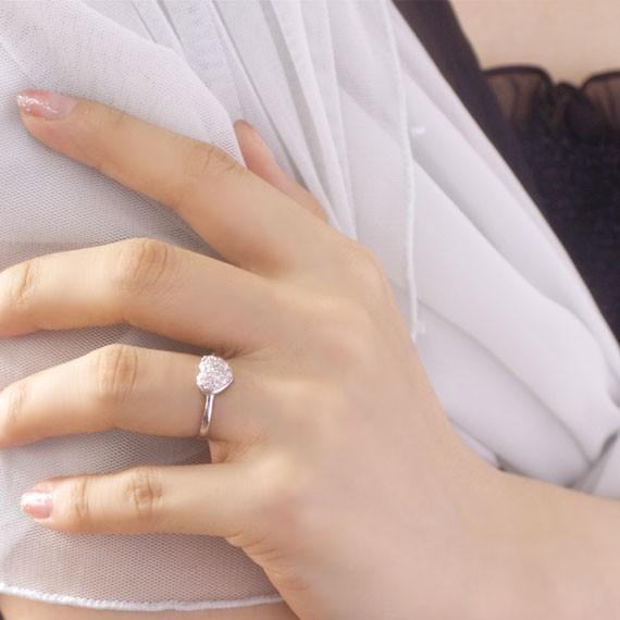 ダイヤモンド 0.2ct パヴェ ハート リング 指輪 K18ホワイトゴールド 4  