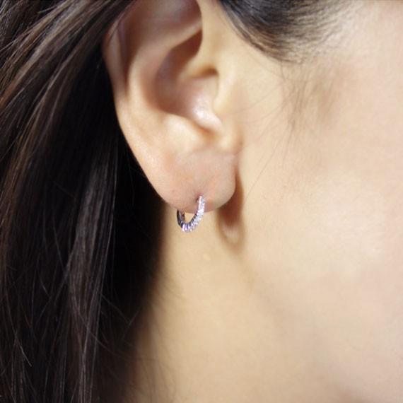 ダイヤモンド0.2ct アイライン ピアス K18ホワイトゴールド 4月誕生石 