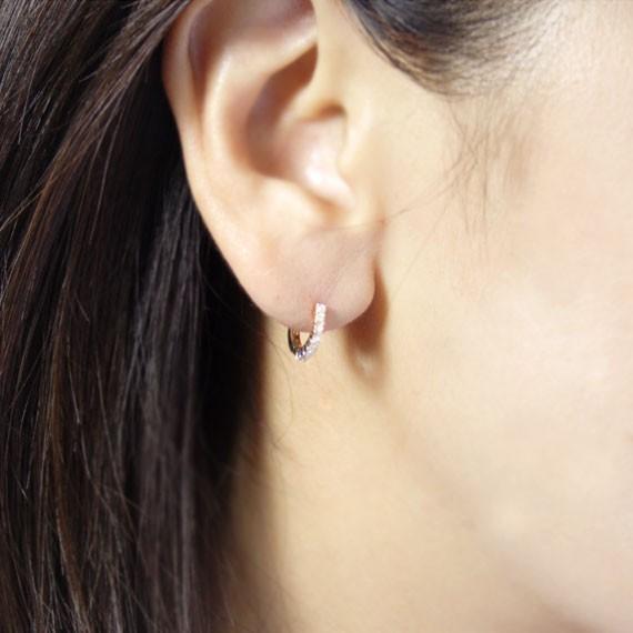 ダイヤモンド0.2ct アイライン ピアス K18イエローゴールド 4月誕生石