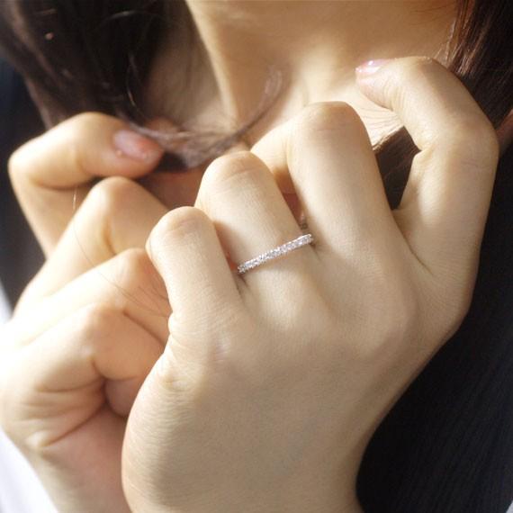 ダイヤモンド 0.15ct Iライン リング 指輪 K18ホワイトゴールド 4月 