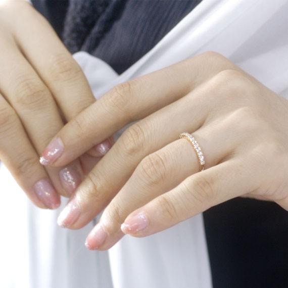 ダイヤモンド 0.3ct Iライン リング 指輪 K18ピンクゴールド 4月誕生石 