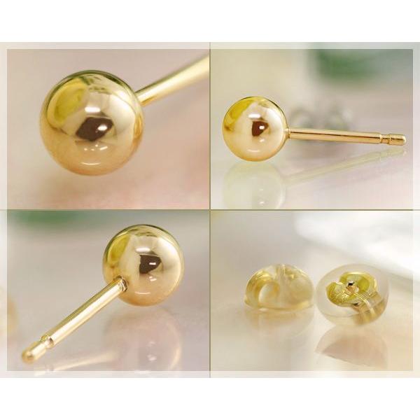 セカンドピアス 丸玉 5mm 18金 軸太ポスト0.9mm K18 ゴールド