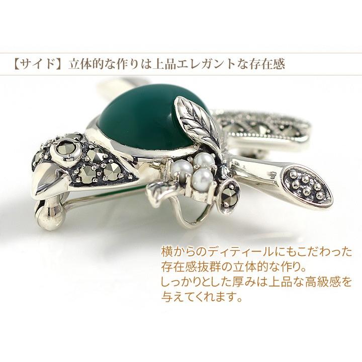 碌山 ブローチ ペンダントトップ グリーンアゲート パール 真珠
