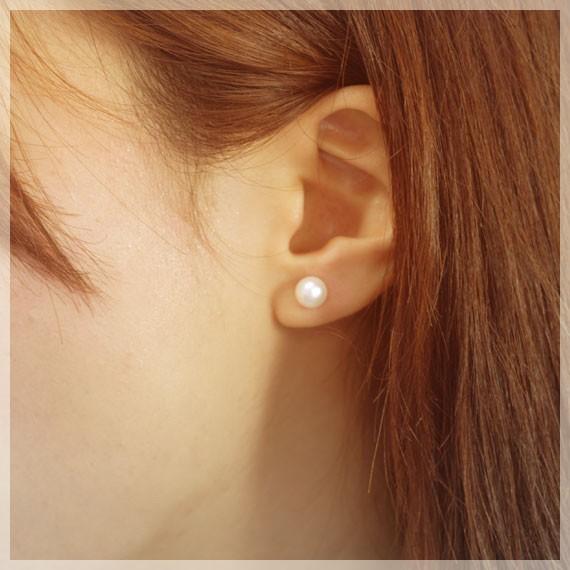 パール アコヤ本真珠 ピアス レディース K14WG スタッドピアス 7ミリ