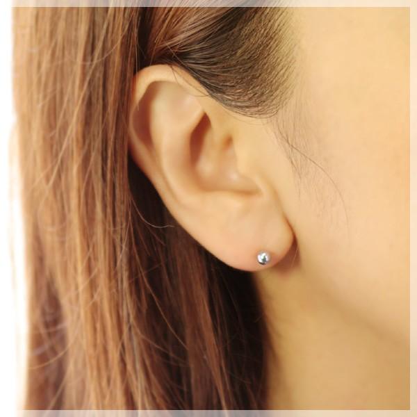 セカンドピアス 丸玉 4mm プラチナ(PT900) 軸太ポスト0.9mm スタッドピアス 金属アレルギー対応 クロネコDM便対応商品 ケースありギフト対応選択可の画像